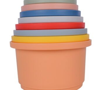 Hopscotch Lane 8 Pk Bath Stacking Cups, Plastic |Baby & Toddler 6+ Months, Unisex