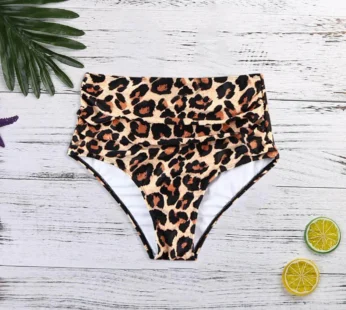 Leopard Prints High Waisted Bikini Swim Pants Women Swimsuit Shorts Bottom