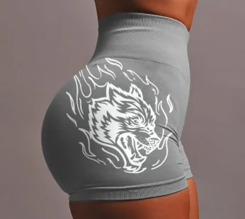 She Darc Sport Shorts Fashion Gym Pants Push Up New Style Wolf Head Fitness Female