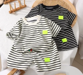 Summer Baby Boy Girls Clothes Set Children Stripe Tshirts and Shorts