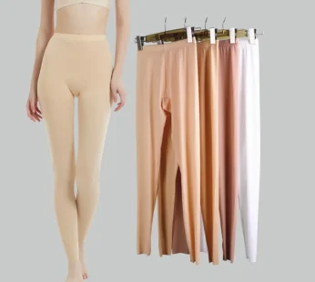 Seamless Ice Silk Leggings Pants For Women Summer Plus Size Mid Waist Elastic Bottoming