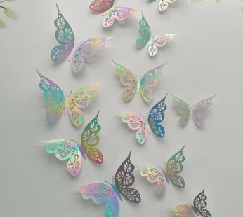 12 Pieces 3D Hollow Butterfly Wall Sticker Bedroom Living Room Home Decoration